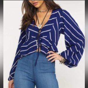 Free People XS Blue/white striped blouse